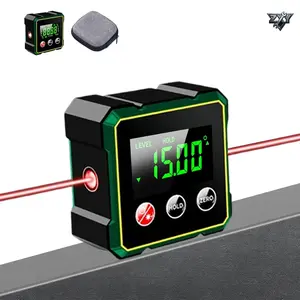 Digital Angle Finder with Electronic Laser Level & Inclinometer, 4-Side Strong Magnetic Angle Gauge Protractor Measuring Tool for Woodworking, Laser Level Class II Output <5mW