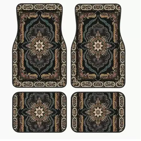 4-piece Set of Bohemian Themed Car Floor Mats, Universal Front and Rear Seat Car Floor Mats, Suitable for Sedans, SUVs, Cars, Complete Set of Car Carpets, Car Interior Accessories