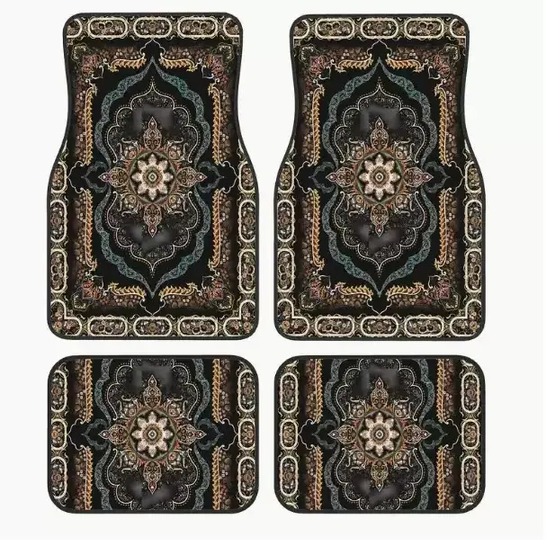 4-piece Set of Bohemian Themed Car Floor Mats, Universal Front and Rear Seat Car Floor Mats, Suitable for Sedans, SUVs, Cars, Complete Set of Car Carpets, Car Interior Accessories