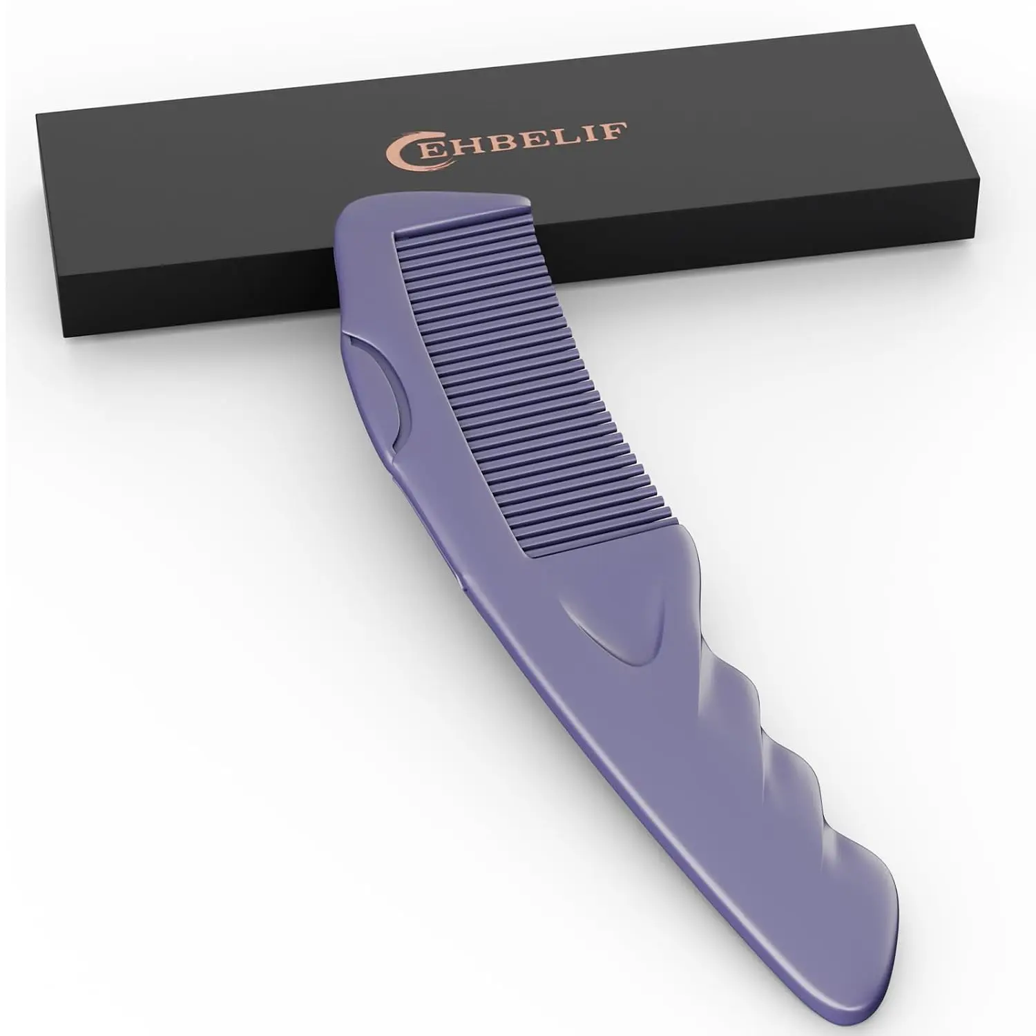 Purple ABS Plastic Dandruff Remover Comb - Hollow Tooth, Self-Cleaning Button Release, Anti-Slip Handle, Scalp Detox Massage Tool, Rinse Clean, Suitable for All Hair Types, Adult Single Unit with Gift Box, All Types