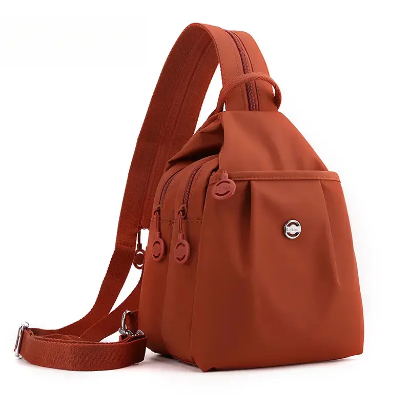 Fashion Oxford Cloth Casual Backpack Messenger Bag Chest Bag with Side Pouch Adjustable Strap Zipper Pocket Inner Patch Pocket 30x21x14cm