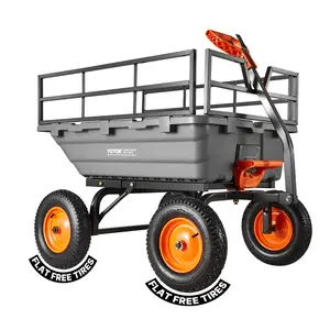 VEVOR Garden Dump Cart, 1500lbs Poly Dump Cart, 15 Cu. Ft. Garden Carts Dumps Wagon with 2-in-1 Convertible Handle, 90° Quick-Dumps Mechanism, Adjustable Handle, Yard Wagon for Plants, Soil, Crops