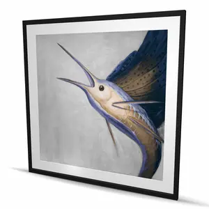 Begin Home Decor C1FM4848S3Z9RR 48 x 48 in. Gold Swordfish - Wildlife Marine Framed Print Wall Art for Home Decor