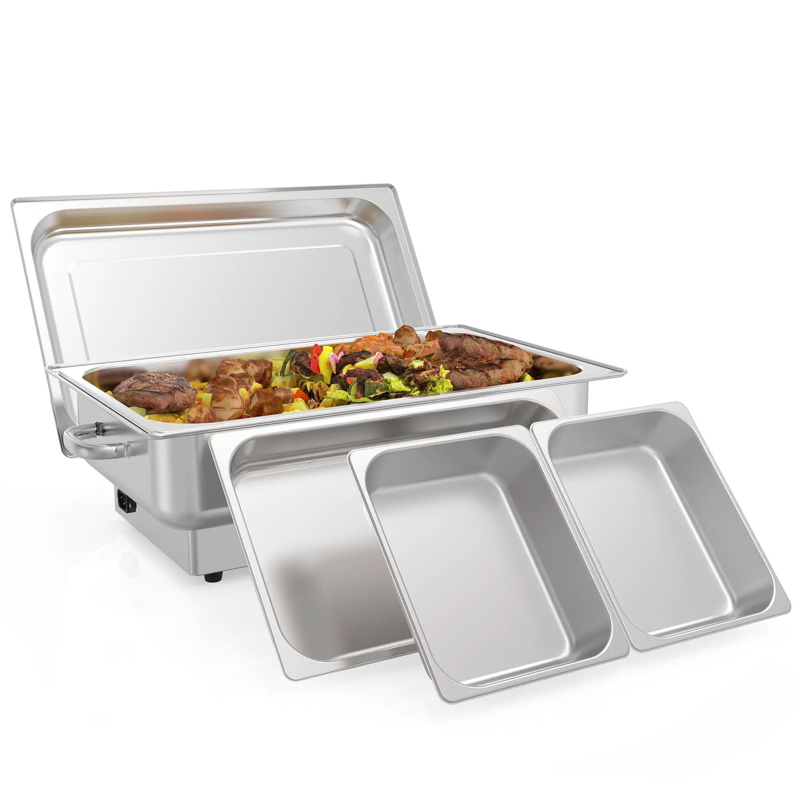 9QT Commercial Electric Chafing Dish Buffet Set, 400W Stainless Steel Food Warmer with a Full-Size Pan Digital Temp Display & Rotary Knob Control, for Catering, Party, Precise Control