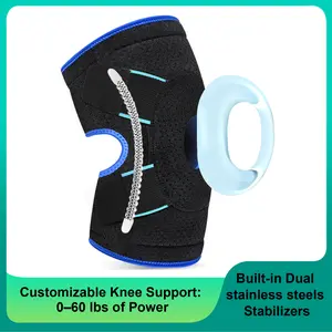 Enhanced Knee Support Capable of 60 Pounds Adjustable Knee Brace for Running, Gym & Daily Training，2 Built-in Metal Stabilizers Inside