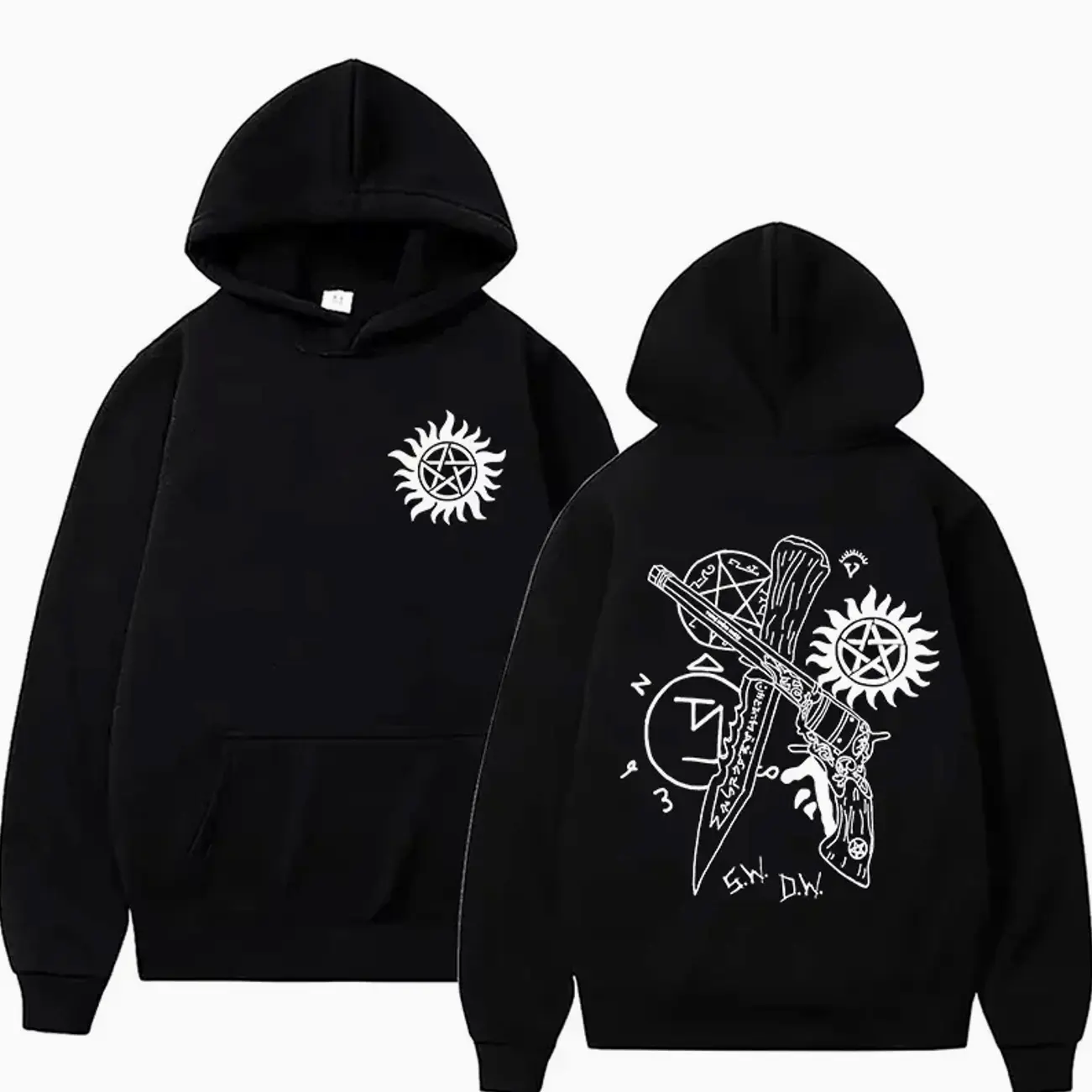 tNew Supernatural Print 2D Hoodie Women Men Causal Fashion Harajuku Hip Hop Y2K Long Sleeve Pullover Autumn Winter Fleece Sweats IE3