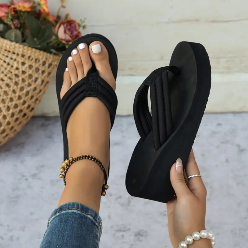Women's Fashionable Plain Color Slides, Minimalist Flip Flops, Lightweight Sandal, Elegant Minimalist Sandals, Casual Comfortable Flat Sandals for Beach, Non-slip Slippers for Indoor & Outdoor Wear, Walking Shoes, Casual Summer Footwear