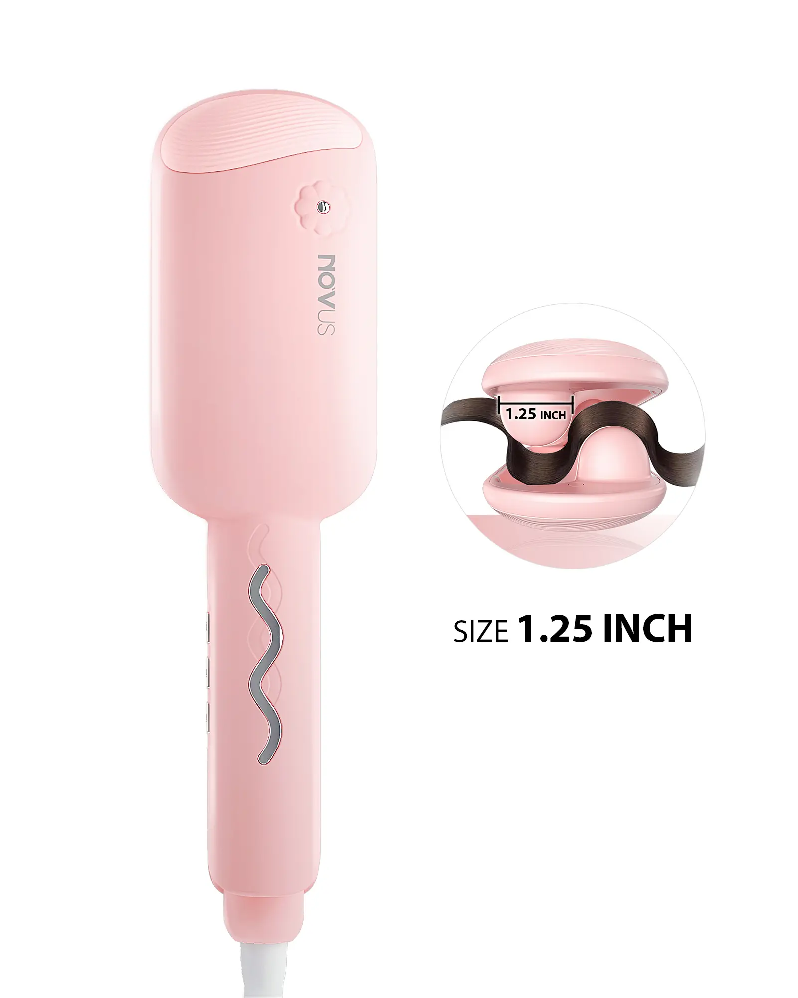 NOVUS Ceramic Curling Iron with 60M Negative Ions 32mm Barrel 3 Heat Settings 78W Power Plug-In Hair Styling Tool for Flawless Curls 1.25 Inch Size