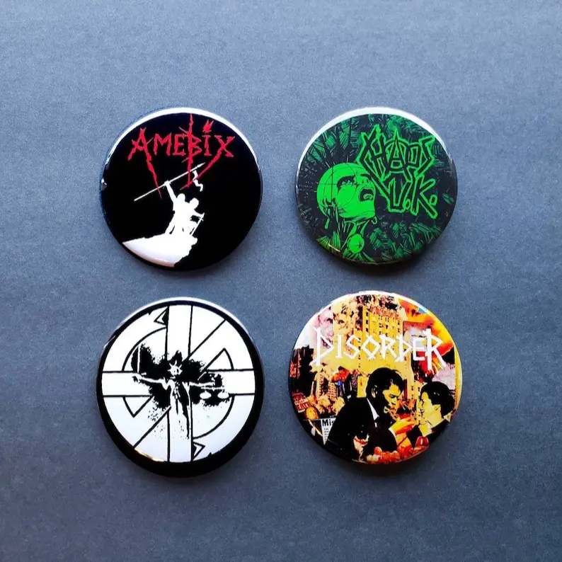 Punk Rock Pinback Buttons for Shirts and Clothing