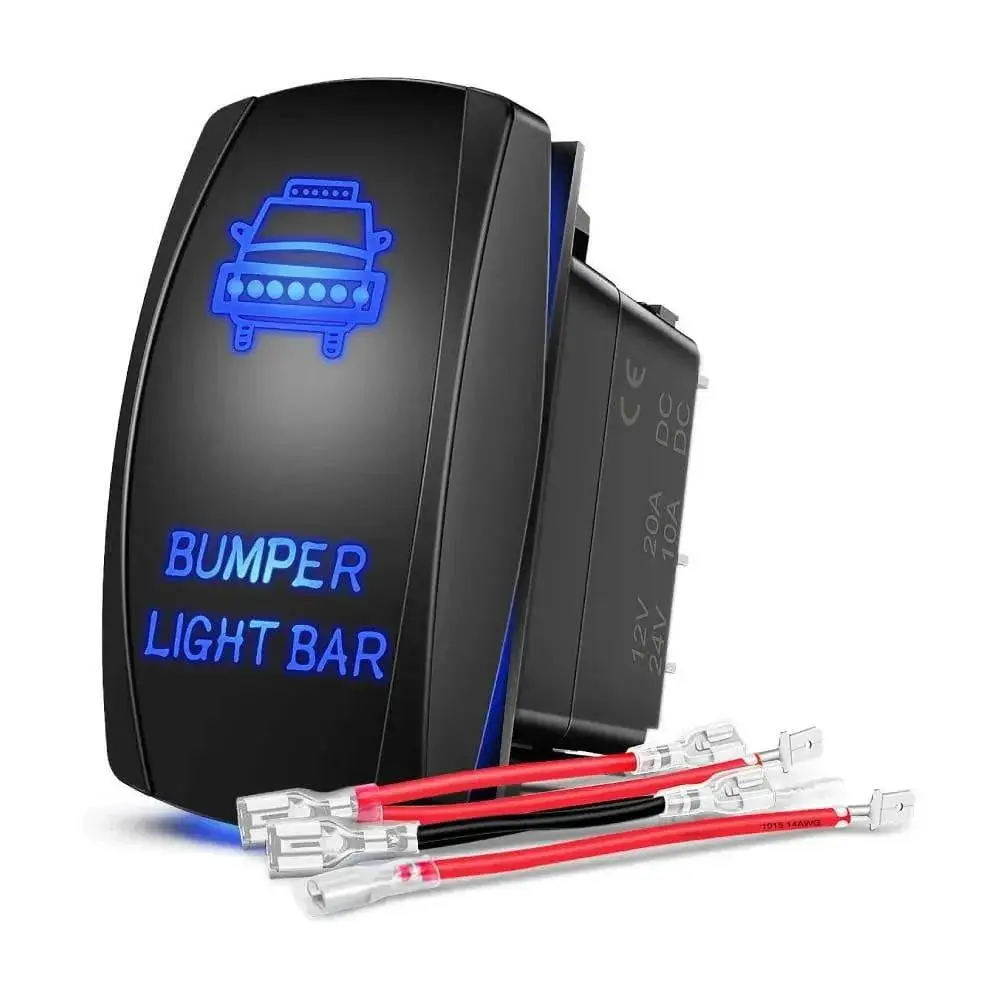 Nilight 5-Pin Laser Bumper Light Bar Rocker Switch, LED-Illuminated On/Off Control, Outdoor-Use Wiring-Equipped LED Light Switches with Wiring Diagram, Glowing Switch Wall Light Switches