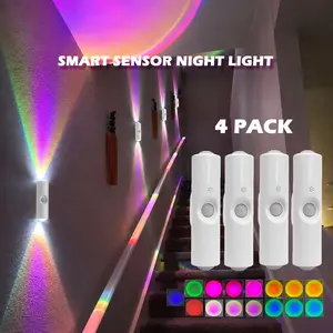 Rechargeable Smart LED Motion Sensor Ambient Light, 2026 New Magnetic Smart Sensor Night Light, Cordless LED Wall Sconce Lamp for Steps, Bedroom, Hallway, Courtyard
