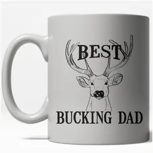 Best Bucking Dad Funny Fathers Day Awesome Ceramic Coffee Drinking Mug (White) - 11oz Funny Coffee Mugs Ceramic Printed Drinkware Cup