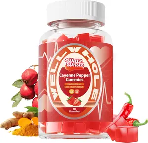 Cayenne Pepper Extract Gummies, Cayenne Pepper Supplement with Hawthorn, CoQ10, Turmeric, Niacin and Vitamin D3, Support for Cardiovascular, Energy and Vitality, Vegan, Non-GMO, 60 Gummies
