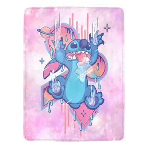 DISNEY CLASSIC Stitch Throw Blanket, Soft Cozy All-Season Camping & Travel Blanket with Vibrant Floral Print, Durable Lightweight for Outdoor Adventures, Wacky and Weird