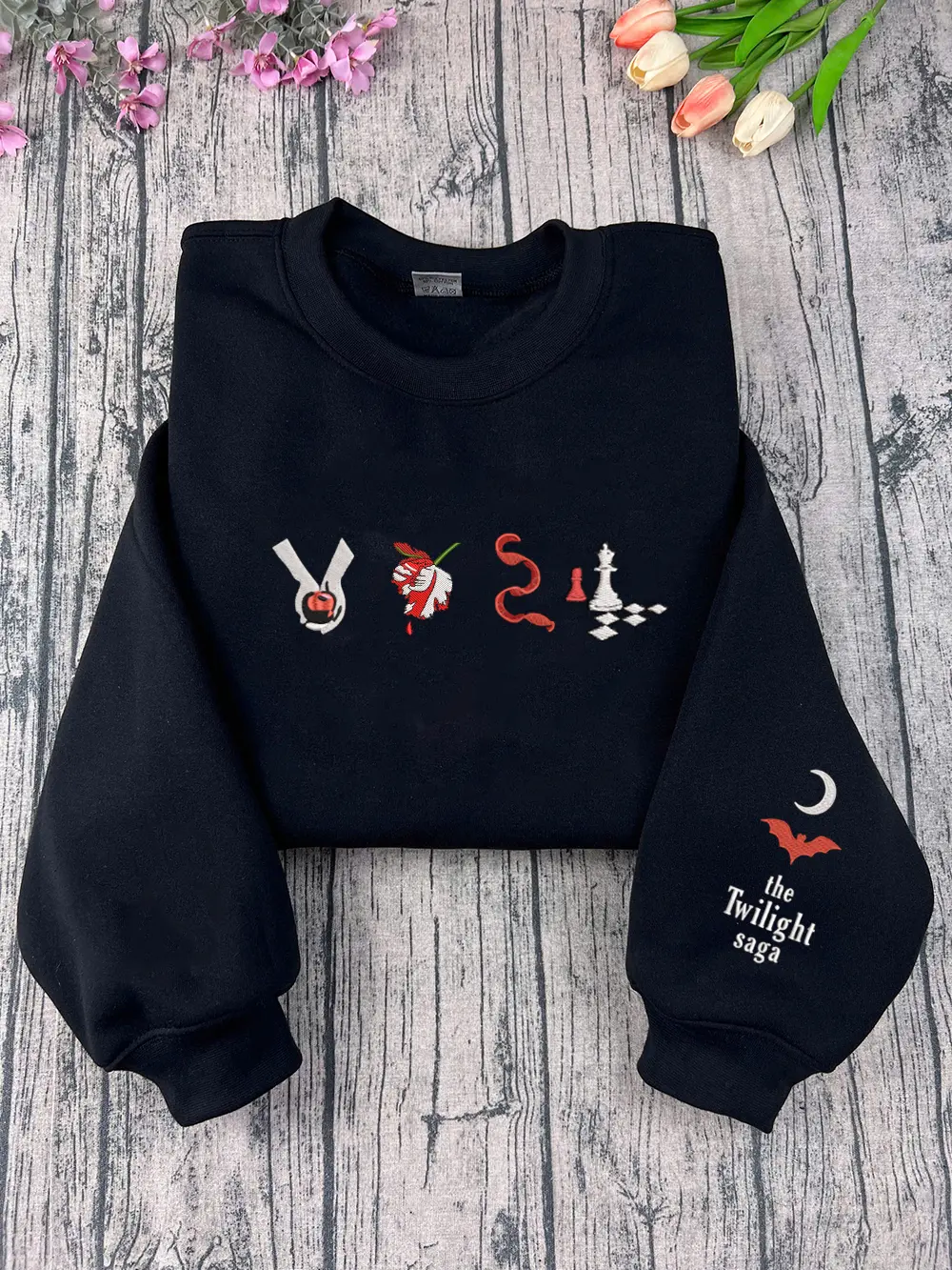 Twilight Embroidered Crewneck Sweatshirt – Book Cover Aesthetic Hoodie Twilight Saga Embroidered Crewneck, Edward Cullen, Vampire, Bookish Merch