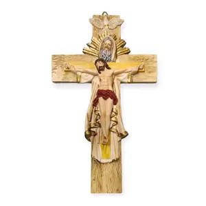 Santisima Trinidad Cruz 8" inches Tall Blanca Santo Estatua St Holy Trinity Father Son and da Holy Spirit Brand New  Dove Jesus Religious Decor Cross Crucifix Crucifijo