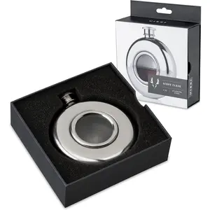 Scope Flask - Round Flask with Window - Drinking Flasks for  - Stainless Steel and Glass Flask - 5oz Set of 1