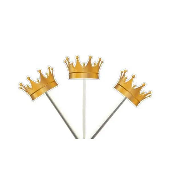 Crown Cupcake Toppers, Prince Baby Shower Cupcake Toppers - Royal Prince Cupcake Toppers with Gold Crowns