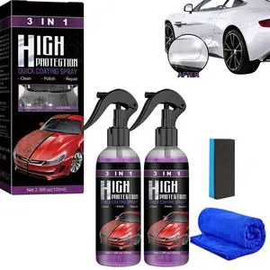 2PCS 3 in 1 High Protection Car Coating Cleaning Spray, High ProtectionQuick Coat Car Wax Polish Spray,Car Scratch Repair Spray, Easy to use