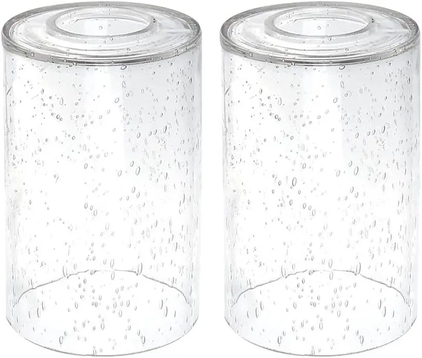 2 Pack Clear Seeded Glass Shade, Cylinder Light Fixture Replacement Globe or Cover with 1-5/8-Inch Fitter for Chandelier Wall Sconce Pendant Light, G0004