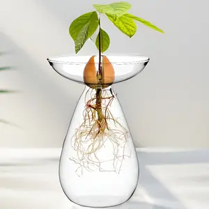 1pc Modern Cylindrical Glass Hydroponic Vase - Self-Watering System, No Batteries Needed, Clear Root Visibility for Indoor/Outdoor Gardening, Terrariums & Modern Home Decor, Indoor Plant Holder, Transparent Design