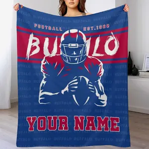 Personalized Buffalo football flannel blanket, soft and durable, suitable as a gift for male and female fans, multi-purpose for home furnishings