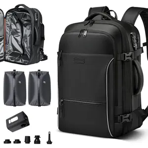 Vacuum Backpack Travel, 70L Expandable Carry  Backpack With Compression System, 2 Detachable TPU Vacuum Bags, TSA Lock, Water-Resistant, Fits 16" Laptop for Business & Travel