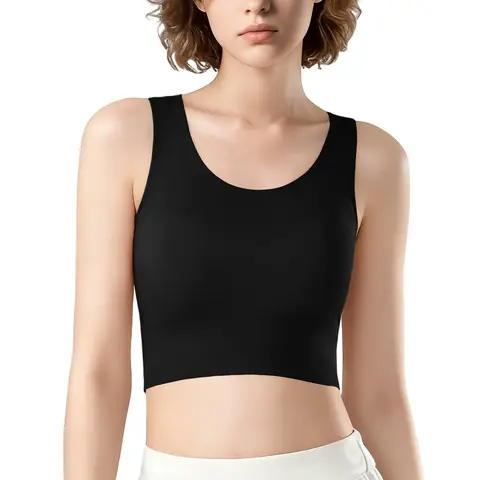 CUTESTREET Women's FTM Seamless Lightweight Spandex Compression Sports Bra Tank Top - Breathable Crew Neck, Fitted Support, Athletic & Casual, Hand Wash Only, All Seasons Active Wear for Gym Transgender Use