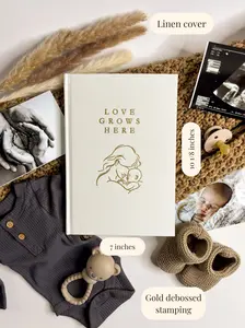 Linen Pregnancy Journal and Baby Memory Book (0-5 Years) - Gender Neutral - Minimalist - The Milestone Book from Pregnancy to 5 Years