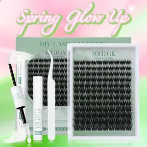 YOULUCK 5D Lash Clusters Individual Extensions Layered Fluffy Waterproof Windproof Long Lasting Ultra Thin Band Makeup for Girls Beginner Friendly Wispy Volume Set Lightweight Comfortable