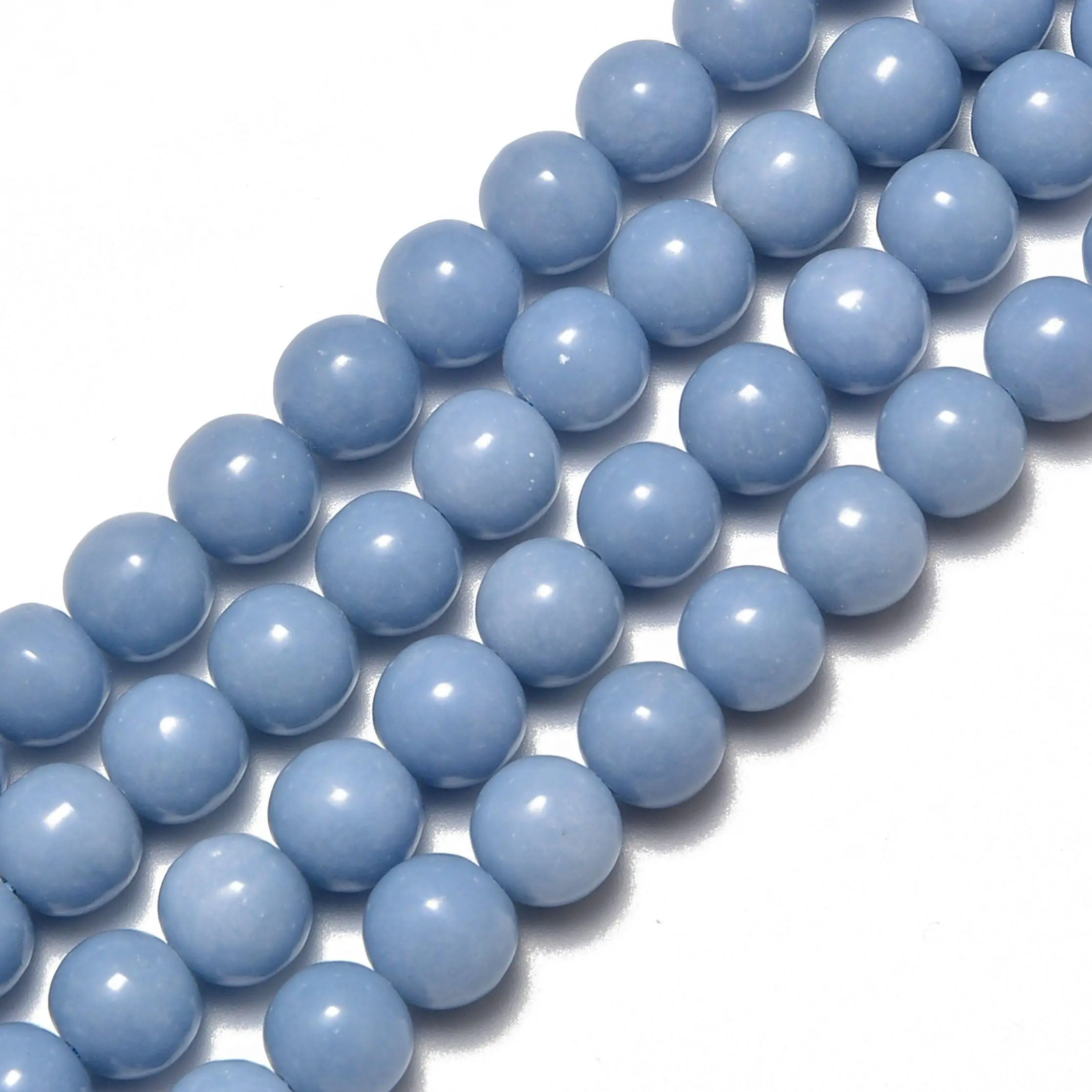 Natural Angelite Smooth Round Beads 4mm 6mm 8mm 10m 12mm 15.5" Strand