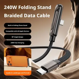 240W Fast Charging Phone Holder Data Fast Charging Cable Phone Tablet Built in Foldable KickStand Holder 2-in-1 Type-C To C