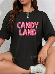 100% Cotton Candy Land Retro Logo Cute Candys T-Shirt