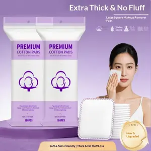 100pcs Large Size Thick Cotton Pads, Facial Cleansing & Makeup Remover Pads