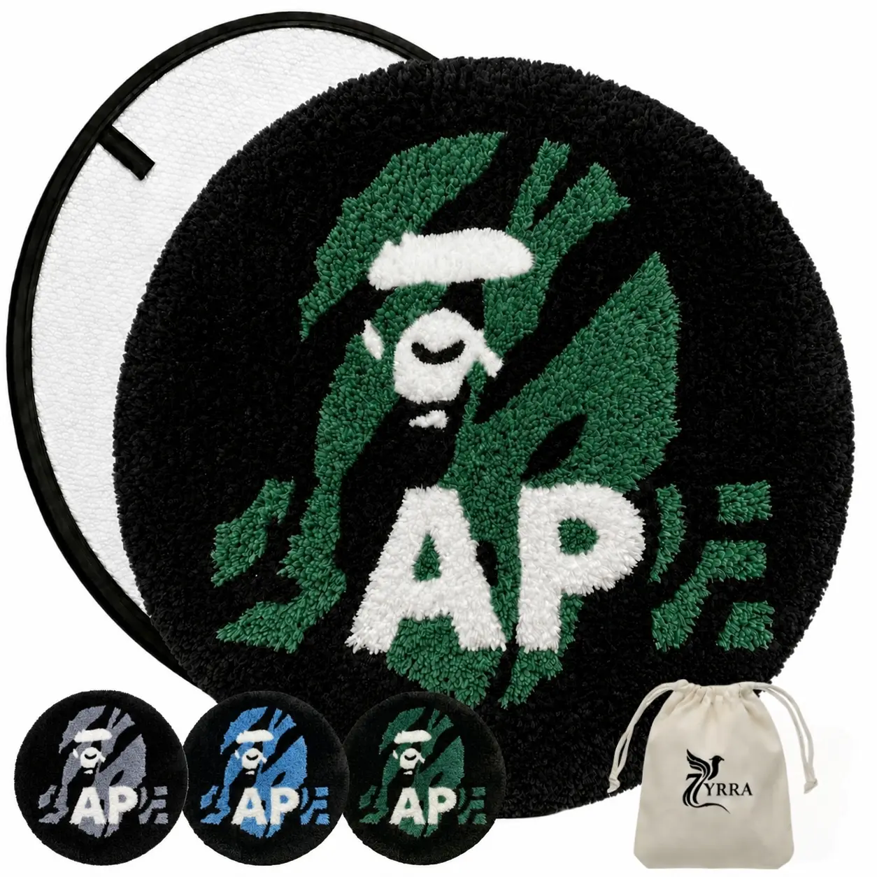 ZYRRA BAPE Rug for Cool Gaming Room Decor - Fluffy 24x24" Wall Decor for Streetwear & Hypebeast Room Decor - Non Slip & Non Shedding Bedroom Rug - Machine Washable, Absorbent Mat for Bathroom Decor G