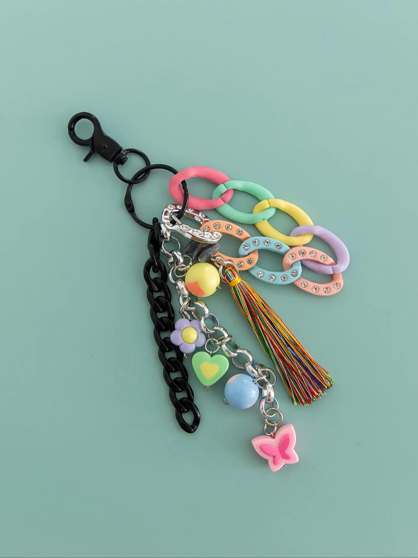 Cute Flower & Heart & Tassel & Chain Design Keychain, Fashionable Phone Lanyard, Anti-lost Phone Strap for Women & Girls, Mobile Phone Decoration Acce