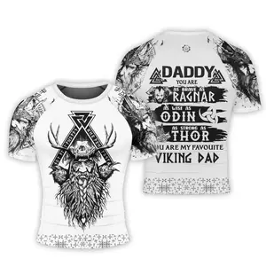 Viking Daddy Men's Rash Guard – Short Sleeve, Norse-Inspired Design, Perfect for Workout & Adventure, Great Gift for Viking Dads & Fans