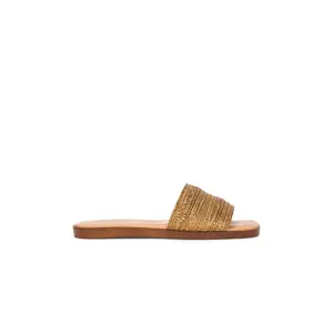 Seychelles Palms Perfection Slides in Bronze Metallic Raffia