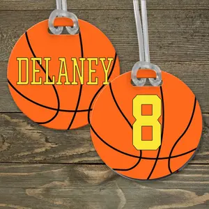 Personalized Luggage Tag | Custom Monogram Bag Tag | Basketball Design