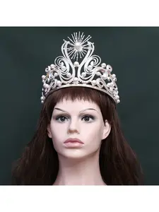 Miss World crown tiara, luxurious European and American large wedding and birthday crown baroque tiara