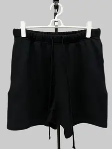 Sweat Shorts Men's Casual Drawstring Cotton Shorts Black - Unisex Oversized Heavyweight Cotton Material for Comfort & Style - Perfect for Casual Outings & Everyday Wear