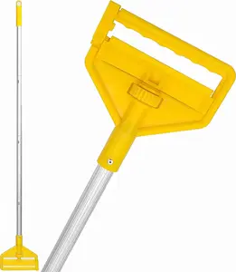 60" Heavy Duty Commercial Industrial Mop Stick, Wet Mop Head Replacement Holder for Professional Industrial Floor Cleaning, Yellow