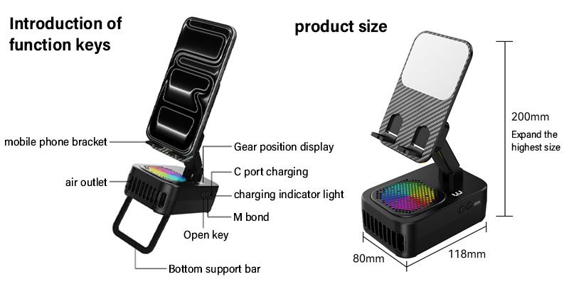 5-in-1 Portable Wireless Induction Audio Speaker Stand - 360° Adjustable Rechargeable Phone/Tablet Holder, Desk Fan,Gift for Men/Women for Office, Travel