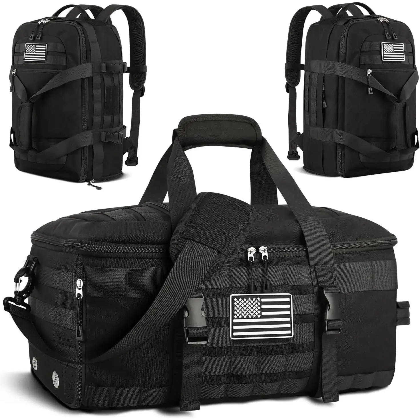Gym Bags for Men Women, Carry On Luggage 22x14x9 Airline Approved, Tactical Duffle Bag with Shoe Compartment, 3 in 1 Carry on Travel Backpack with Wet Pocket, Weekender Overnight Bag, Black