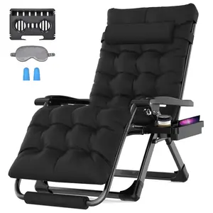 Zero Gravity Chair 29In XL Anti Gravity Chair w_Removable Cushion & Headrest, Upgraded Aluminum Alloy Lock, Cup Holder and Footrest Reclining Patio Chairs for Indoor Outdoor, 500lbs,Black _ Patio, La