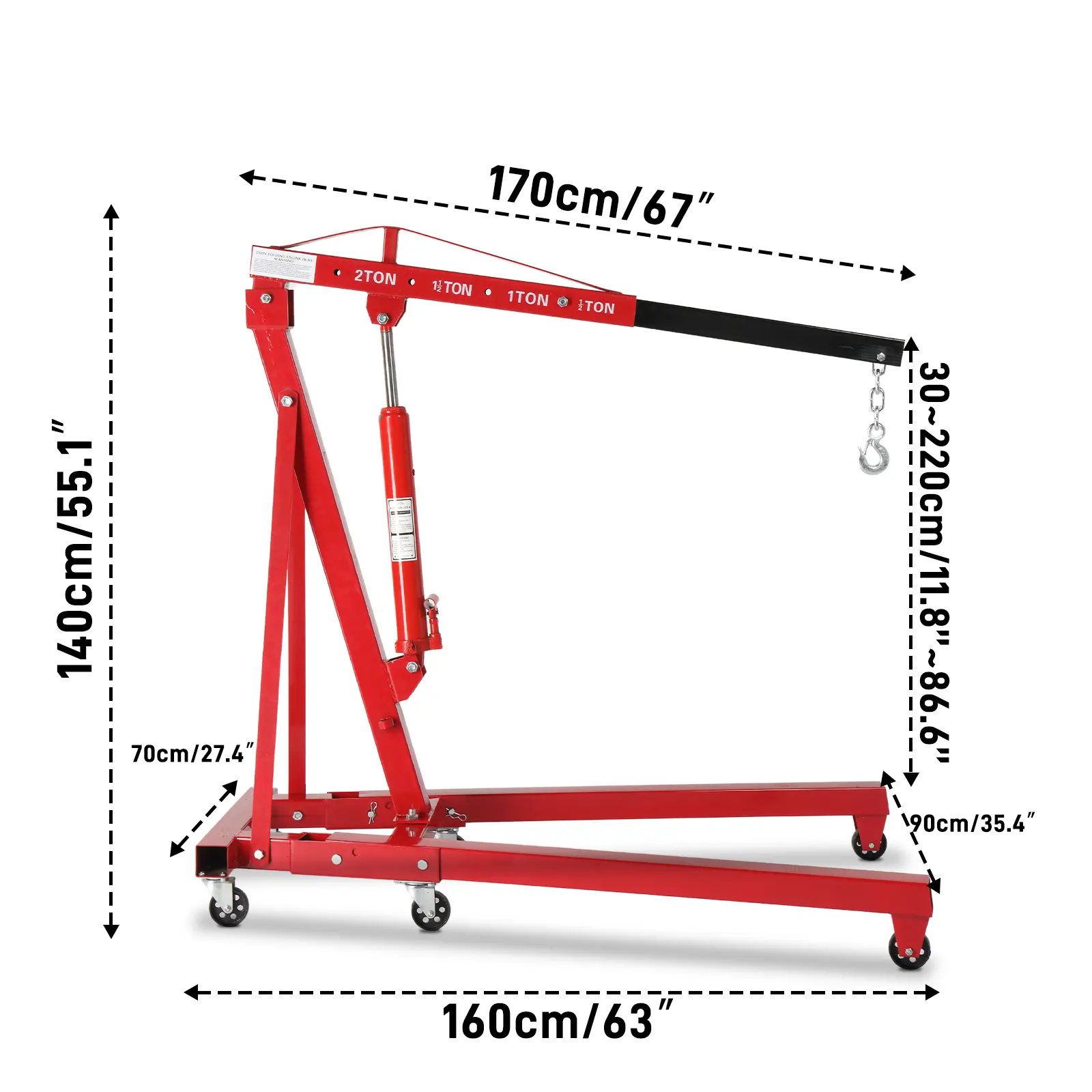 2 TON Engine Motor Hoist Cherry Picker Shop Crane Lift Red