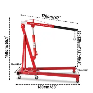 2 TON Engine Motor Hoist Cherry Picker Shop Crane Lift Red