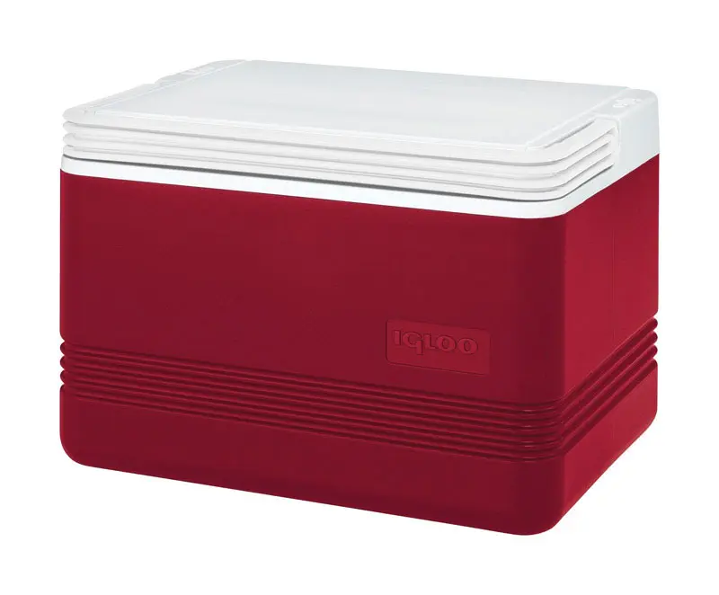 Compact Personal Cooler, 9 Qt Hard Plastic Ice Chest with Ultratherm Insulation for Lake Days & Sports, 12-Can Capacity, Stain Resistant, Red & White, Food & Beverage, For Sports, Washable, With Handle, Outdoor Events, Stackable, Beverage Holder Coolers &