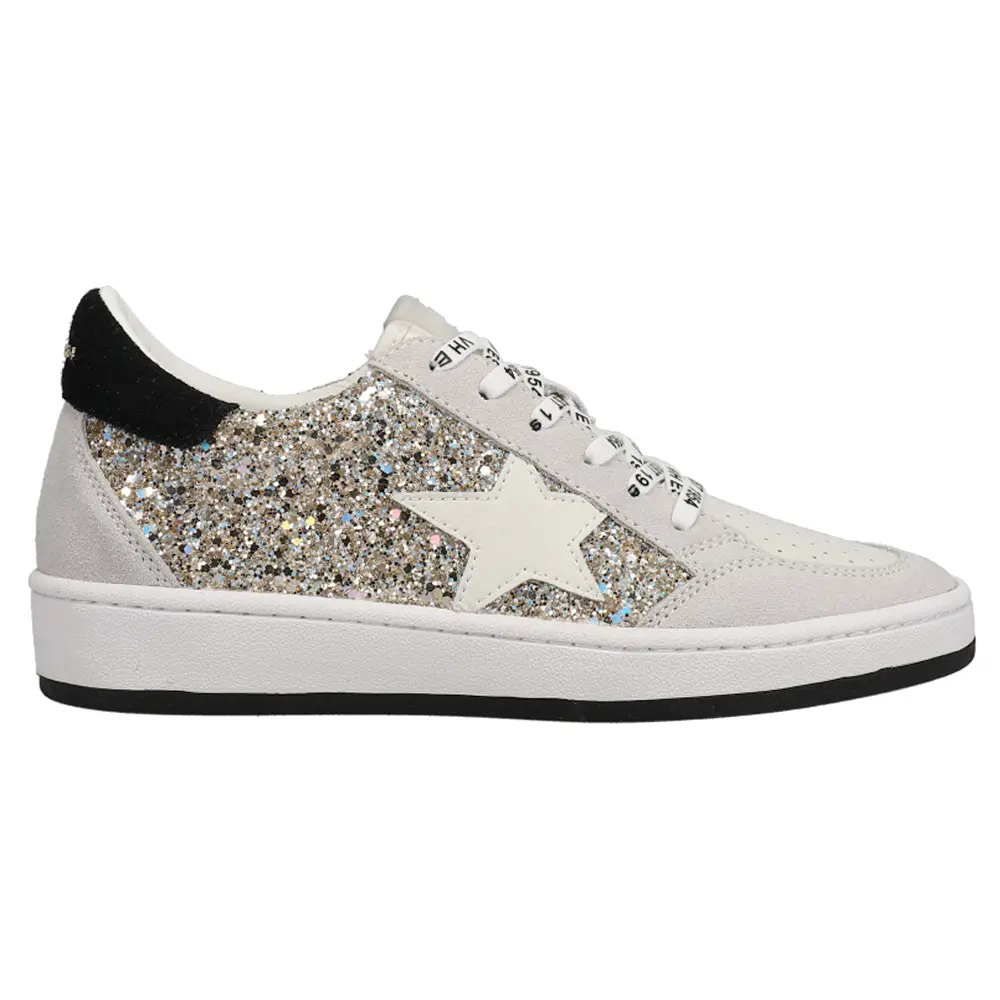 Vintage Havana Womens Kristen Glitter Lace Up Sneakers Shoes Casual - Grey