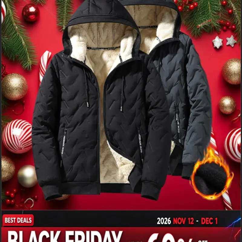 2026 New Chic Mens Clothing - Men's Hooded Cotton Jacket, Fitted Cut, Long Sleeve, Fleece Lined, Waterproof, Windproof, Unique Texture, Ultrasonic Cotton Toothbrush Design, Zip Up Winter Essential Plain Clothing Tops,sohochic